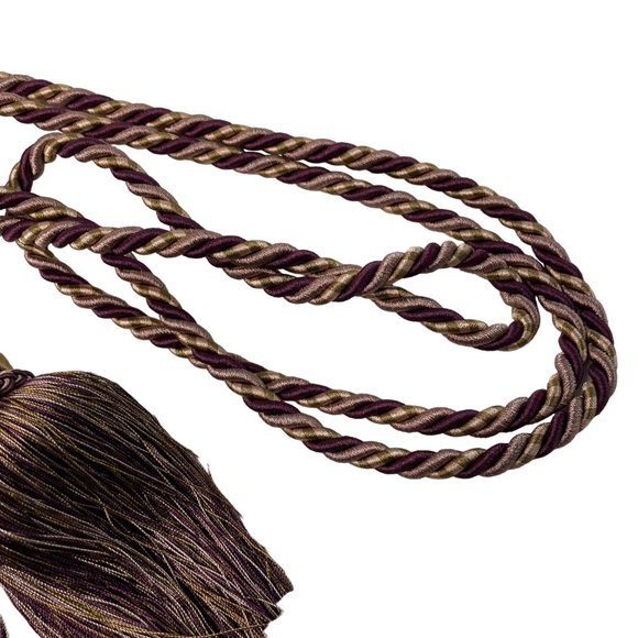 Large Curtain Tieback Fringe Tassel Hollywood Regency 11in Burgundy Gold Set u 0 - Picture 4 of 8